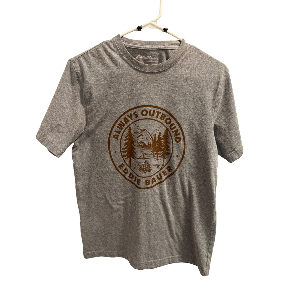 Eddie Bauer Graphic T-Shirt Mens Small Gray Good Always Outbound Mountain Tee
